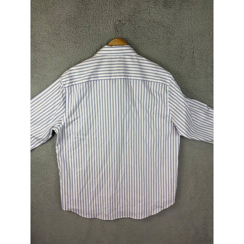 Pronto Uomo Shirt Mens XL White Blue Stripe Slim Fit Stretch Long Sleeve Men New - Picture 8 of 11